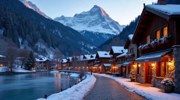 Le village de Megève à l'heure du dîner